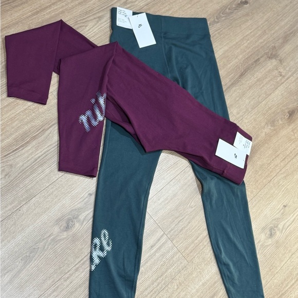 Nike women’s Leggings set 2 - Maroon and Dark Green - Picture 1 of 3